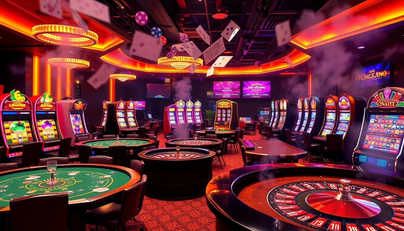 Experience the thrill of games available at trang chủ new88, featuring vibrant tables and excited players in an impressive casino setting.